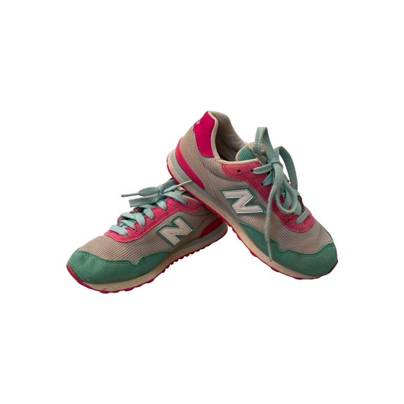 New Balance Other - New Balance Girls Size 2 Sneakers Gray Pink Aqua Lace Up Low Top Rubber Sole Ath